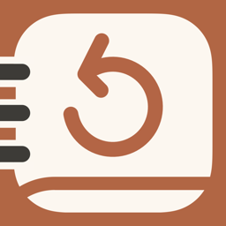 Cookback app icon: a notebook with a rewind arrow